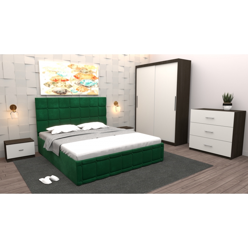 Dormitor Regal cu Pat Tapitat Verde...
