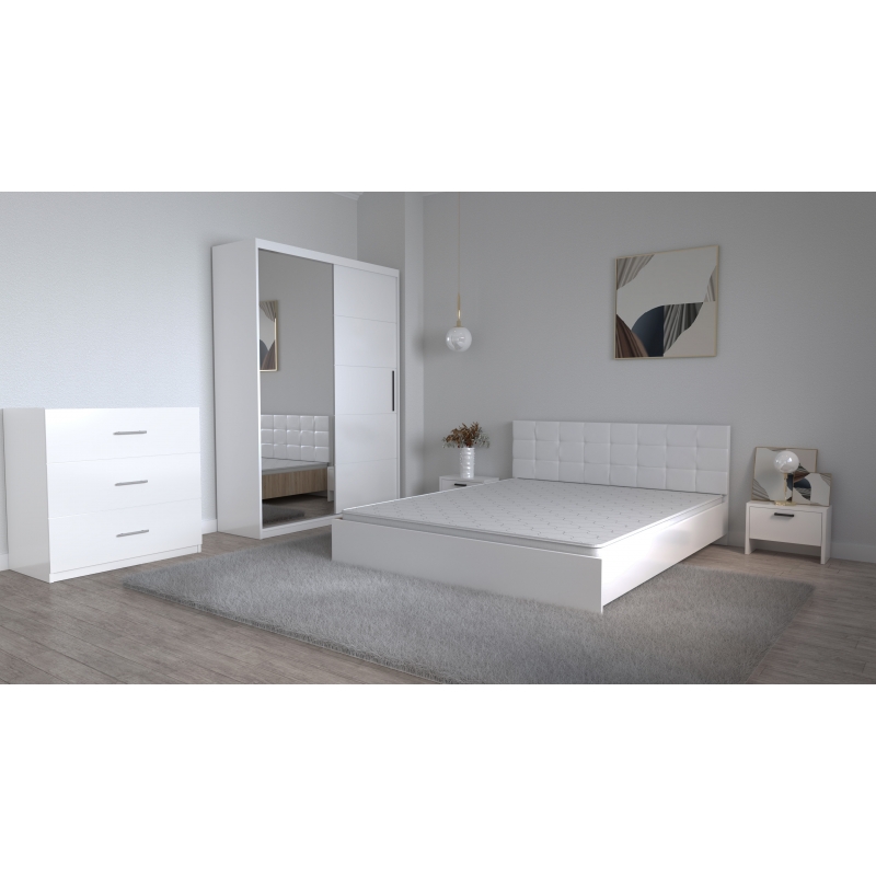 Set Dormitor Coral Alb cu tablie...