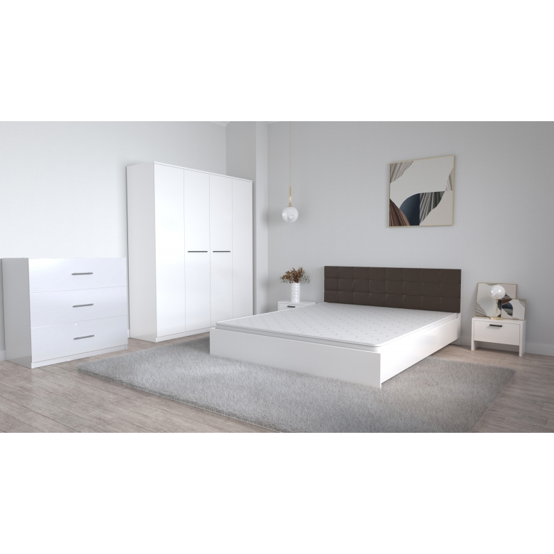 Set Dormitor Coral Alb cu tablie...