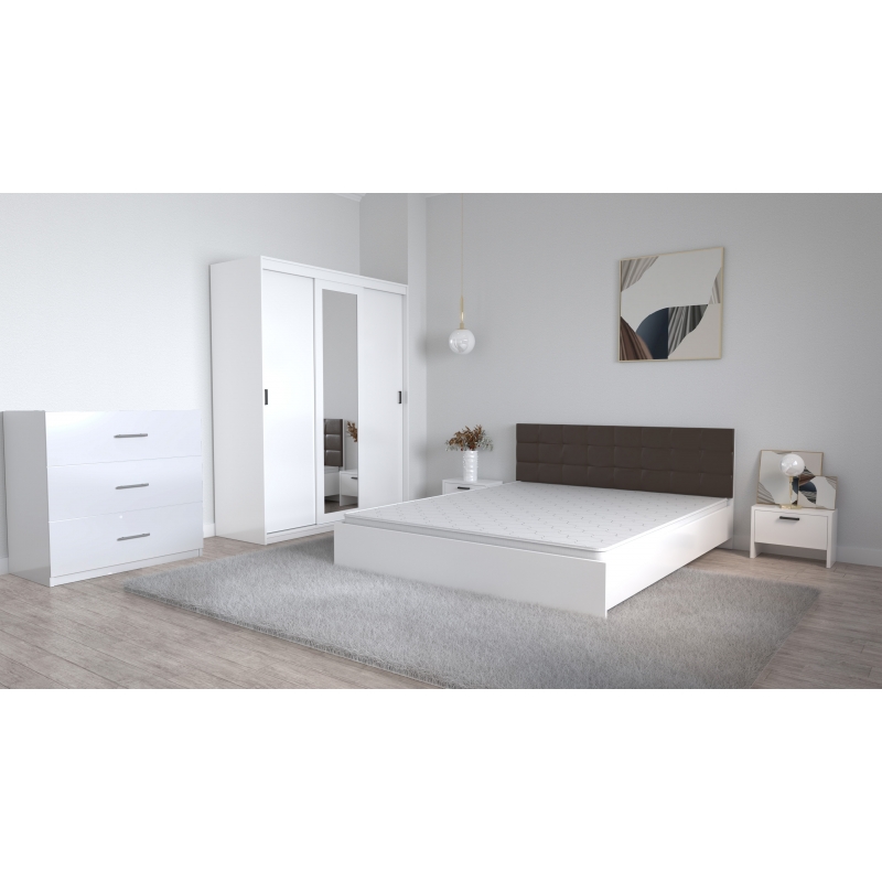 Set Dormitor Coral Alb cu tablie...