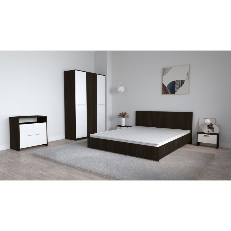 Dormitor Roxana Wenge Alb cu Pat...