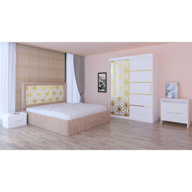 Dormitor Stefan Alb COD103  Cu Pat...